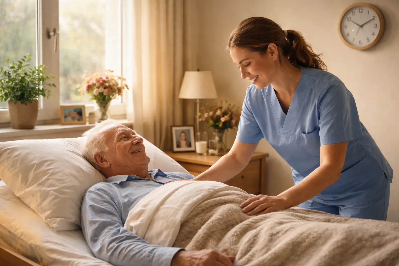 Professionelle Pflege und Betreuung - Illustration zum Thema: Hospiz in Deutschland: Angebote, Kosten und Ablauf