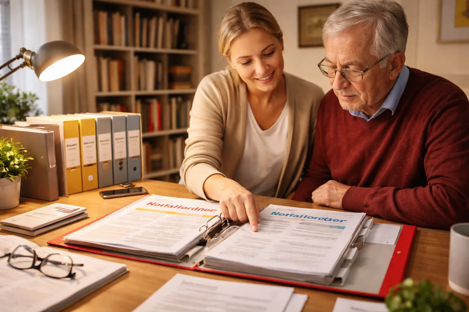 Professionelle Pflege und Betreuung - Illustration zum Thema: Notfallpass und Notfallordner: Übersicht und Tipps